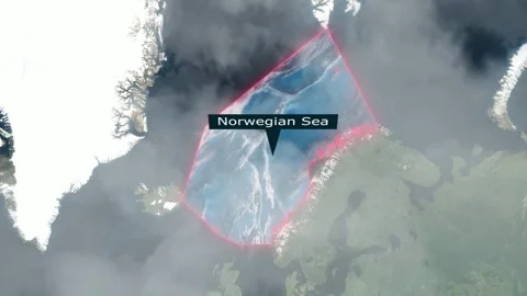 Norwegian Sea Map - Clouds Effect Stock Footage 267592764