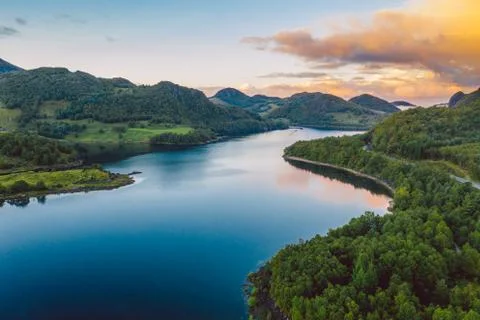 Norwegian sunset flight Stock Photos
