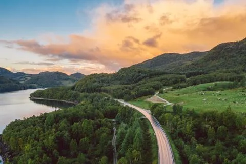 Norwegian sunset flight Stock Photos