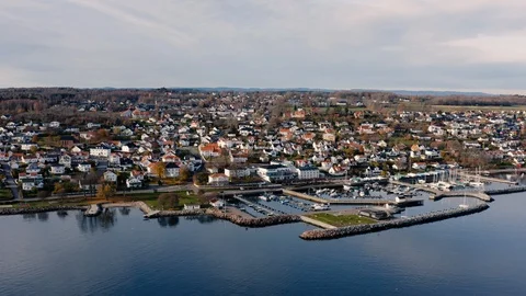 The Norwegian town of Aasgaardstrand Stock Footage 119011203