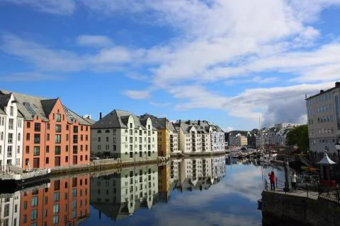 Norwegian town Alesund Stock Photos