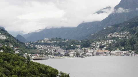 Norwegian Town Odda Vídeo Stock 88859362