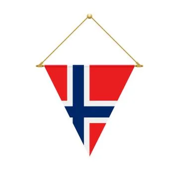 Norwegian triangle flag hanging, vector illustration Illustrazione stock