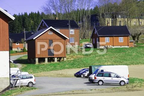 The norwegian village Stock Photos