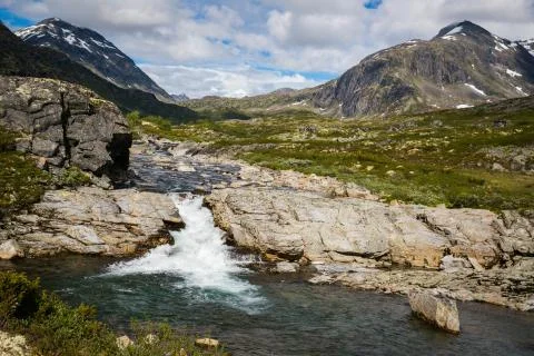 Norwegian waterfall Stock Photos