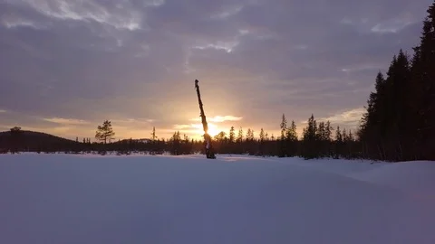 Norwegian winter sunset Stock Footage 128111607