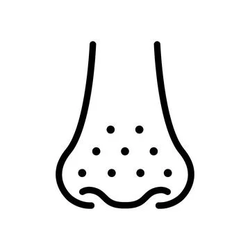 Nose with acne icon in linear style. Stock Illustration