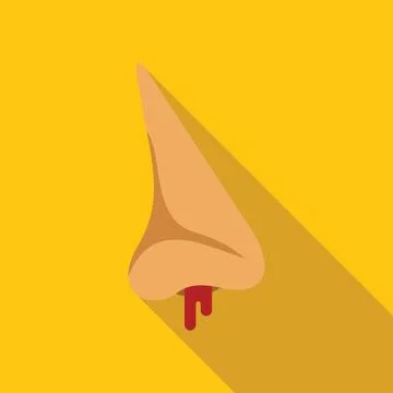 Nose bleeding with blood drop flowing, health problem concept Stock Illustration