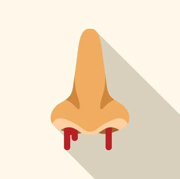 Nose bleeding with blood drops flowing, health and medical flat icon Stock Illustration