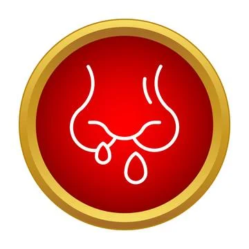 Nose bleeding icon on red button design Stock Illustration