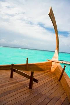 Nose of boat on background of ocean Stock Photos