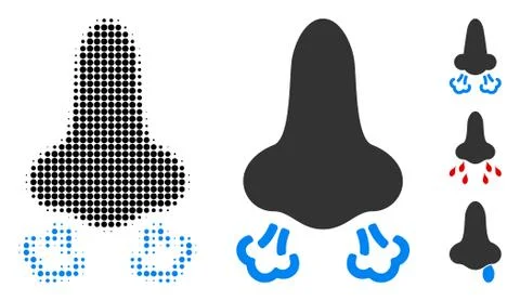 Nose Breath Halftone and Solid Icon Stock Illustration