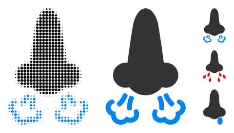 Nose Breath Halftone and Solid Icon Stock Illustration