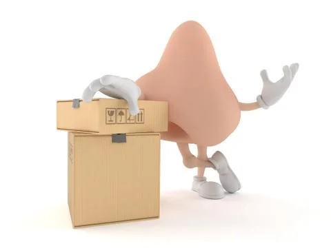 Nose character with stack of boxes Stock Illustration