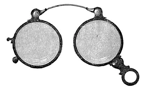 Nose clips has round glasses, vintage engraving. Stock Illustration