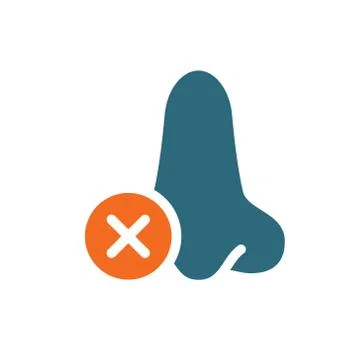 Nose with cross checkmark colored icon. Diseases of nose and paranasal sinuses Stock Illustration