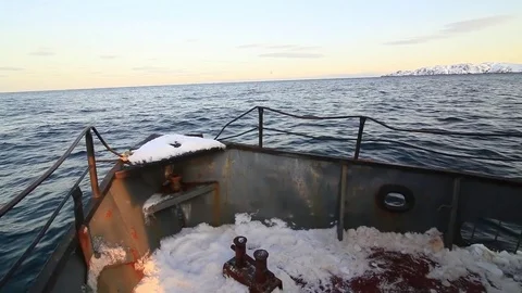 The nose of a fishing boat while going to sea 스톡 동영상 84756176