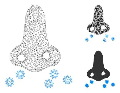 Nose Flu Sikness Vector Mesh Network Model and Triangle Mosaic Icon Stock Illustration