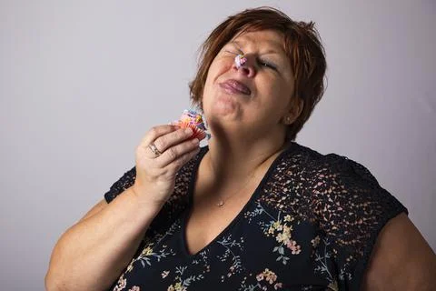 Nose full of icing Stock-Fotos
