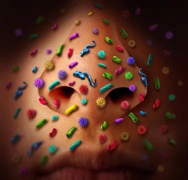 Nose Germs Disease 库存插图