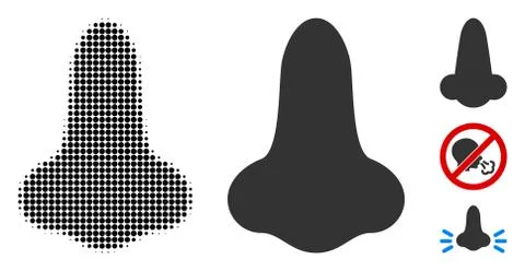 Nose Halftone and Solid Icon Stock Illustration
