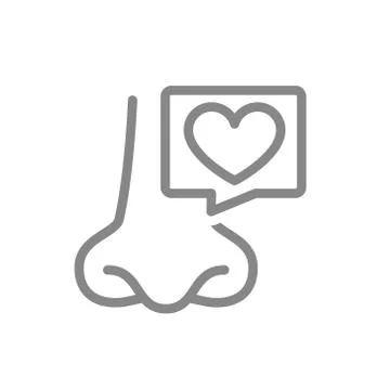 Nose with heart in speech bubble line icon. Healthy olfactory organ symbol Stockillustratie
