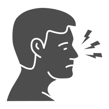 Nose hurts solid icon, Body pain concept, human nose with lightning sign on Stock Illustration
