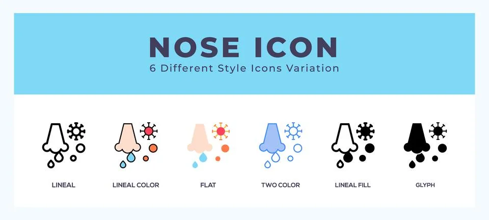 Nose icon in different style vector illustration. 스톡 일러스트