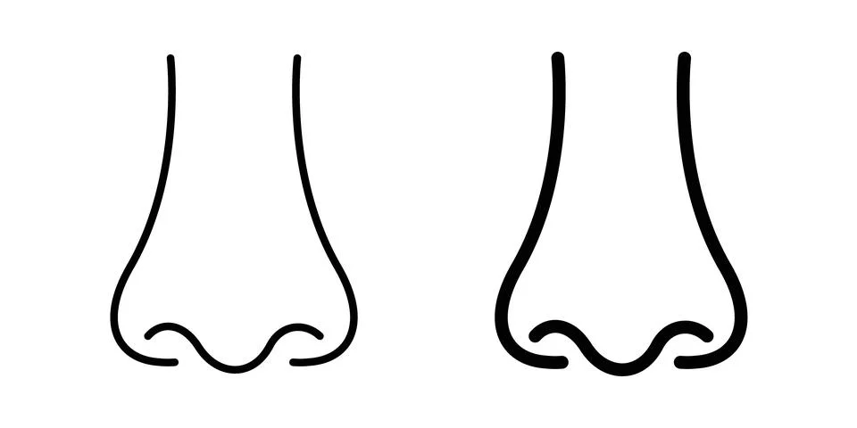 Nose icon thin line and clipart style vector set Stock Illustration