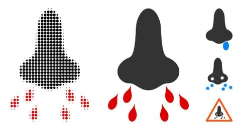 Nose Infection Halftone and Solid Icon Stock Illustration