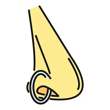 Nose with a modern piercing hoop ring Stock Illustration