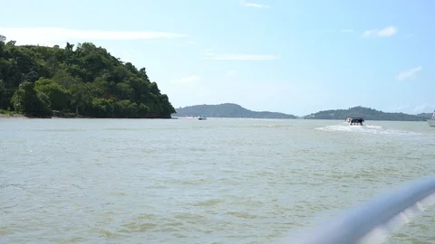 Nose part of ship on waves and move forward on the sea in a great, Stock Footage 123758655