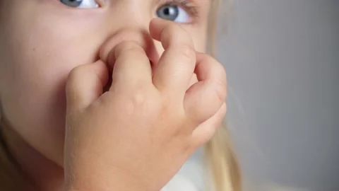 Nose picking. Child picking his nose Stock Footage