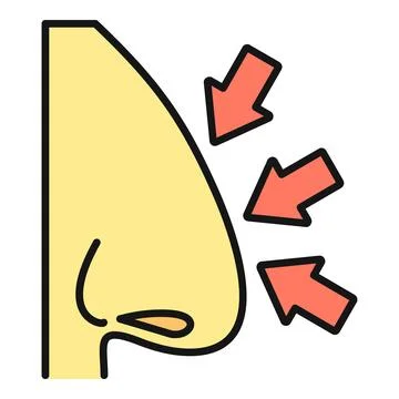 Nose plastic surgery procedure with improvement arrows icon Stock Illustration