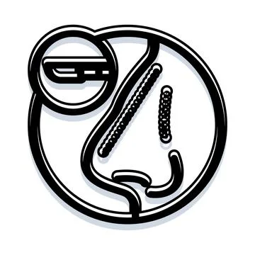 Nose plastic surgery procedure with scalpel icon Stock Illustration