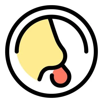 Nose smelling and tasting something with tongue out in a circle frame Stock Illustration