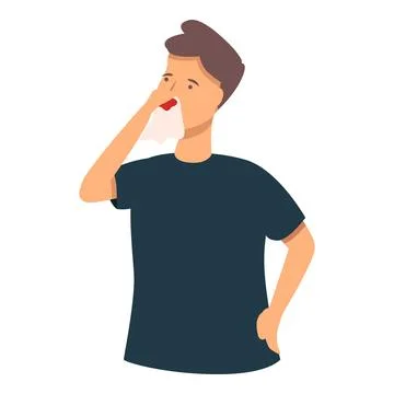 Nosebleed boy icon cartoon vector. Nose face problem Stock Illustration
