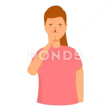 Nosebleed problem icon cartoon vector. Girl nose pain: Royalty Free ...