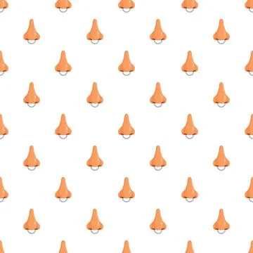 Noses with piercing rings pattern on white background Stock Illustration
