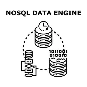 Nosql data engine processing unstructured information computing Stockillustratie