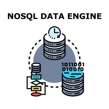 Nosql data engine processing unstructured information computing 스톡 일러스트
