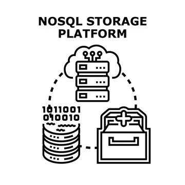 Nosql data storage platform creating a structured system for organizing, arch Illustrazione stock