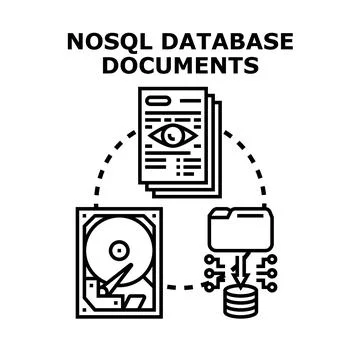 Nosql database documents data storing and processing concept Stock Illustration