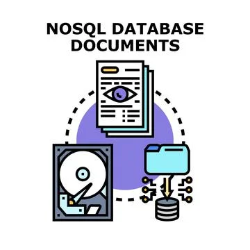 Nosql database documents data storing and processing concept Stockillustratie