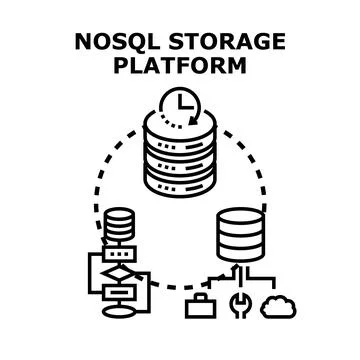 Nosql storage platform managing data workflow process Stockillustratie