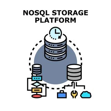 Nosql storage platform managing data workflow process Stock Illustration