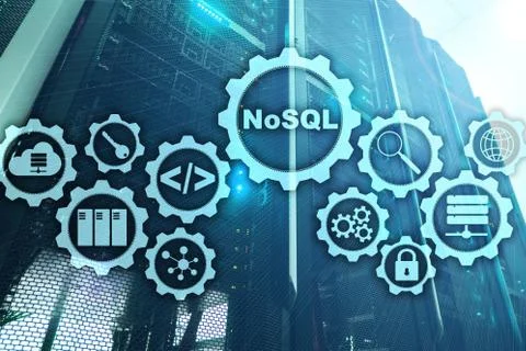 NoSQL. Structured Query Language. Database Technology Concept. Server room Stock Photos