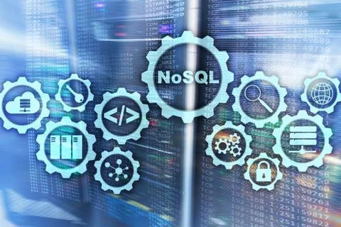 NoSQL. Structured Query Language. Database Technology Concept. Server room Stock Photos