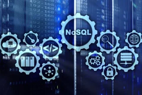 NoSQL. Structured Query Language. Database Technology Concept. Server room Stock Photos