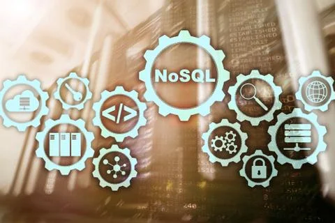 NoSQL. Structured Query Language. Database Technology Concept. Server room ba Stock Photos